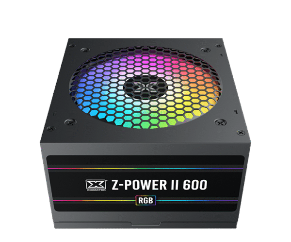 Xigmatek Z-Power II 600 RGB Power Supply | 400W, Fixed RGB Fan, Black Flat Cables, UK Cord - Image 4