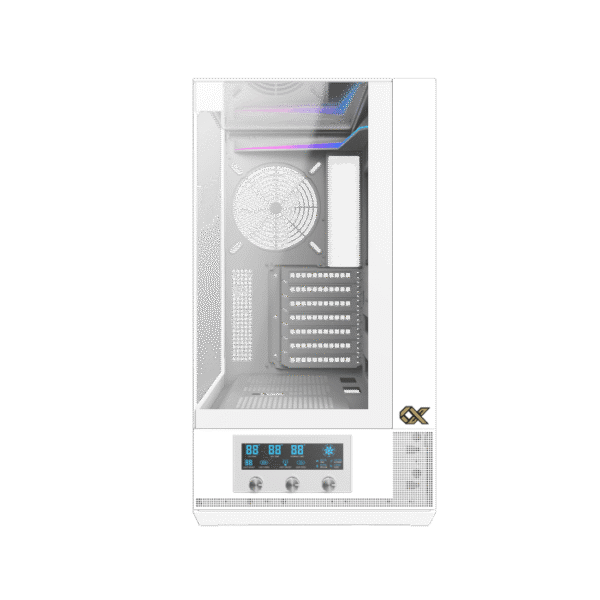 Xigmatek Vision Arctic White E-ATX Case | Tempered Glass, USB Type-C, 7x ARGB Fans & LED Control Panel - Image 3