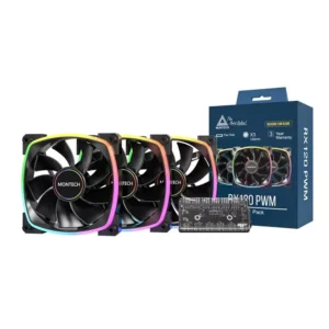Montech RX120 PWM 3-in-1 Black | 120mm PC Case Fan Pack with PWM Control & High-Airflow